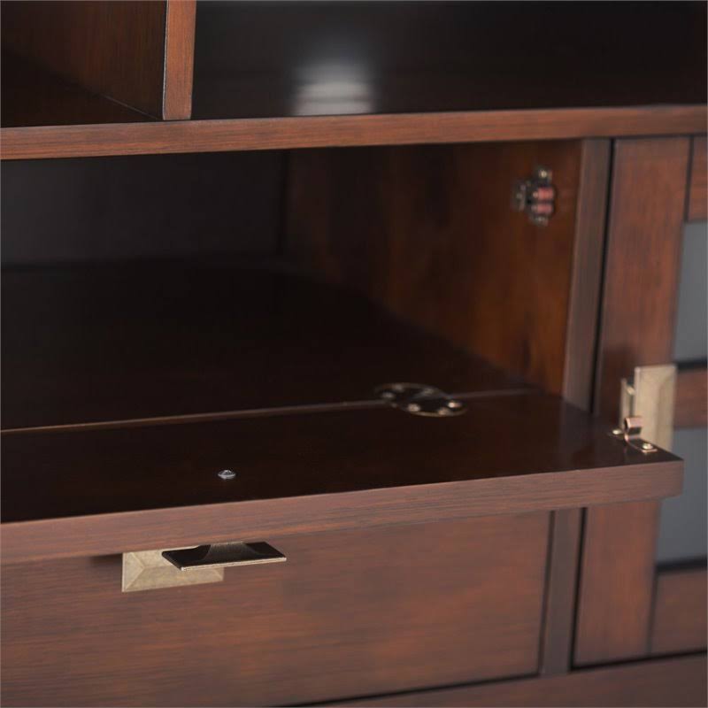Simpli Home Artisan Contemporary Solid Wood 72x22 TV Media Stand in Russet Brown