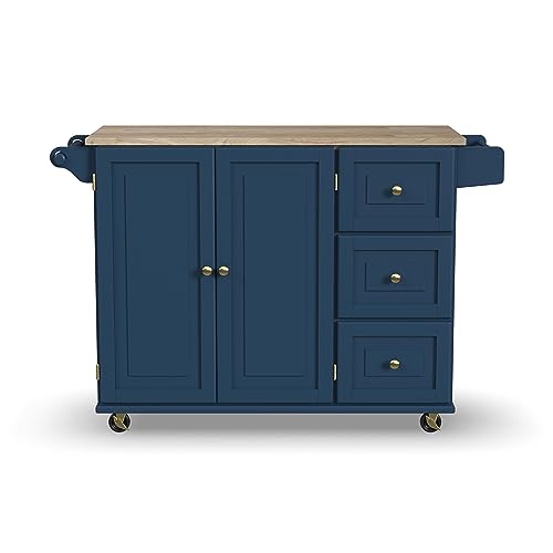 Homestyles Dolly Madison Off-White Mobile Kitchen Island Cart with Wood Drop Leaf Breakfast Bar