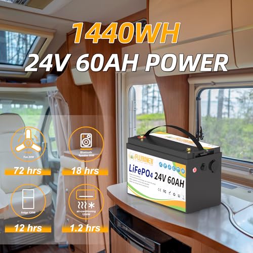 FLLYROWER 12V Lithium Battery 100AH With BMS and 16500 Deep Cycles 12V 100AH Lifepo4 Battery Grade A Cells for Marine Trolling Motor RV camping Solar