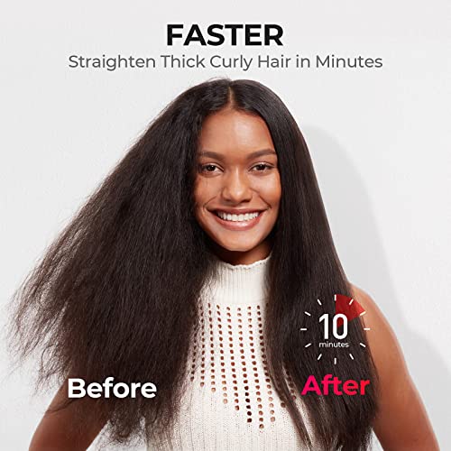 TYMO Hair Straightener Brush - Upgraded Ionic Plus Straightening Brush with Dense Bristles, 16 Temps