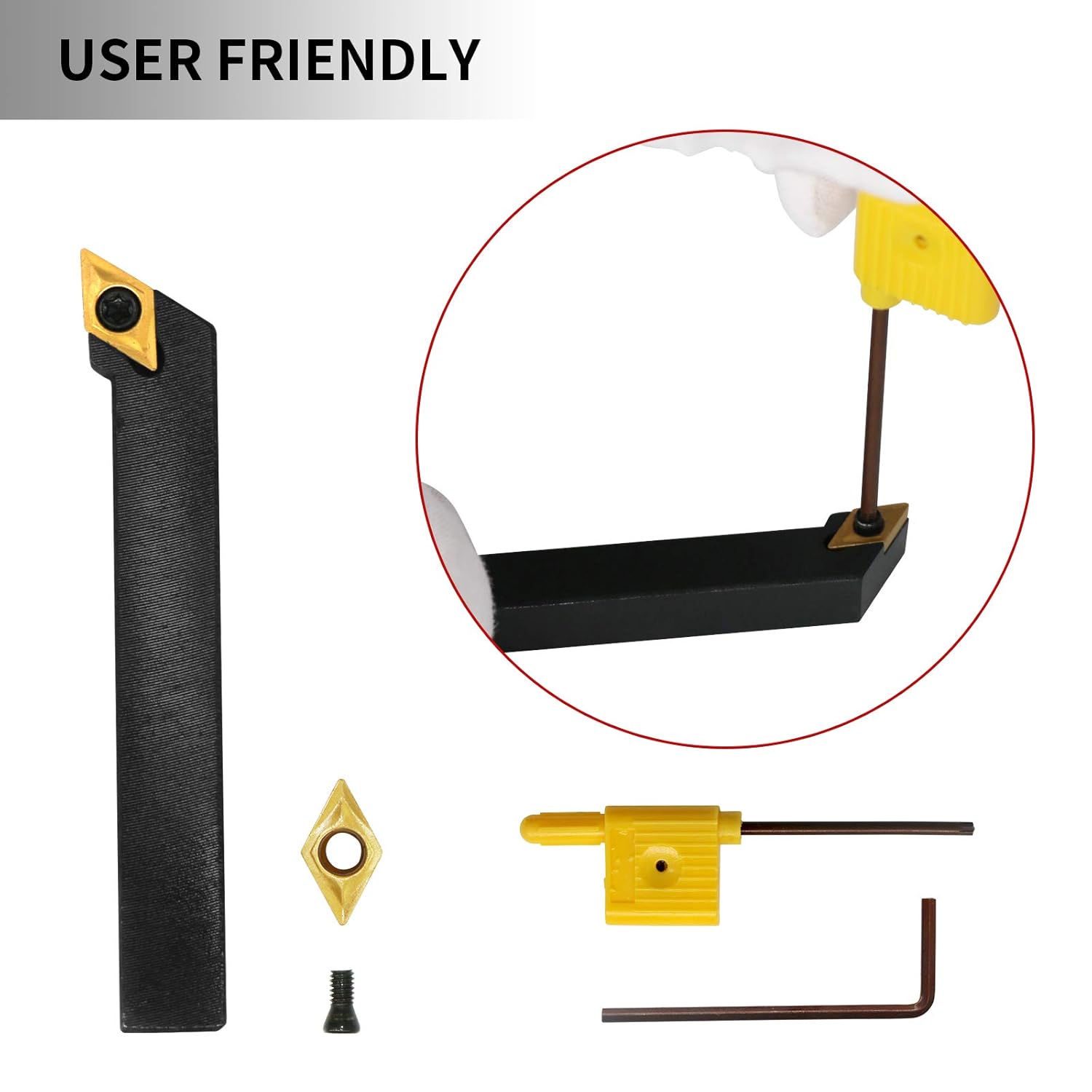 Indexable Lathe Turning Tool,1/2'' Shank 7 Pieces Carbide Turning Tool Set,Metal Lathe Tools Holder with Portable Case