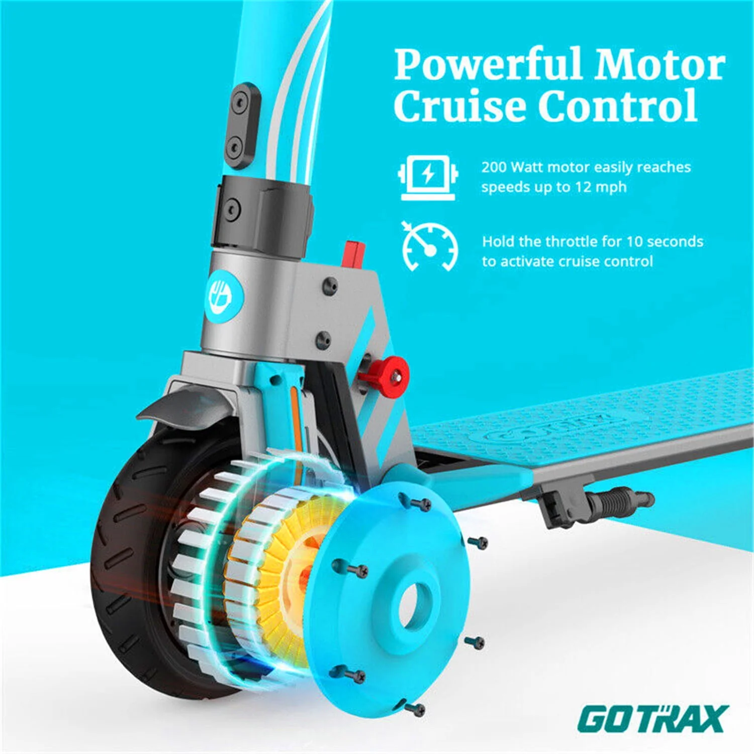 GOTRAX Vibe Electric Scooter for Kids Teens 8-15, 250W 6.5 Tires 7 Miles Foldable Commuting E-Scooter, Blue