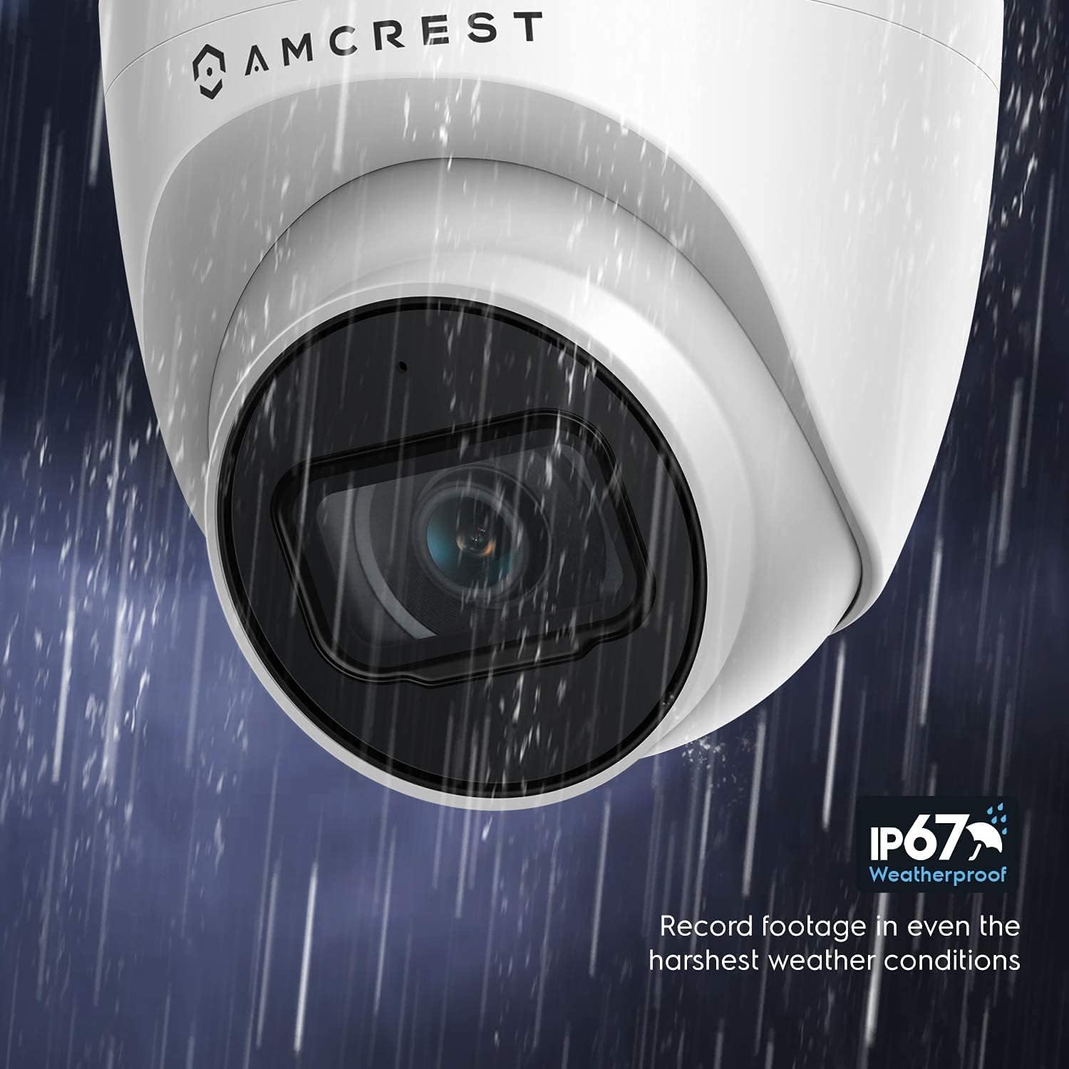 Amcrest 5MP Turret POE Camera, UltraHD Outdoor IP Camera POE with Mic/Audio, 5-Megapixel Security Surveillance Cameras, 98ft NightVision