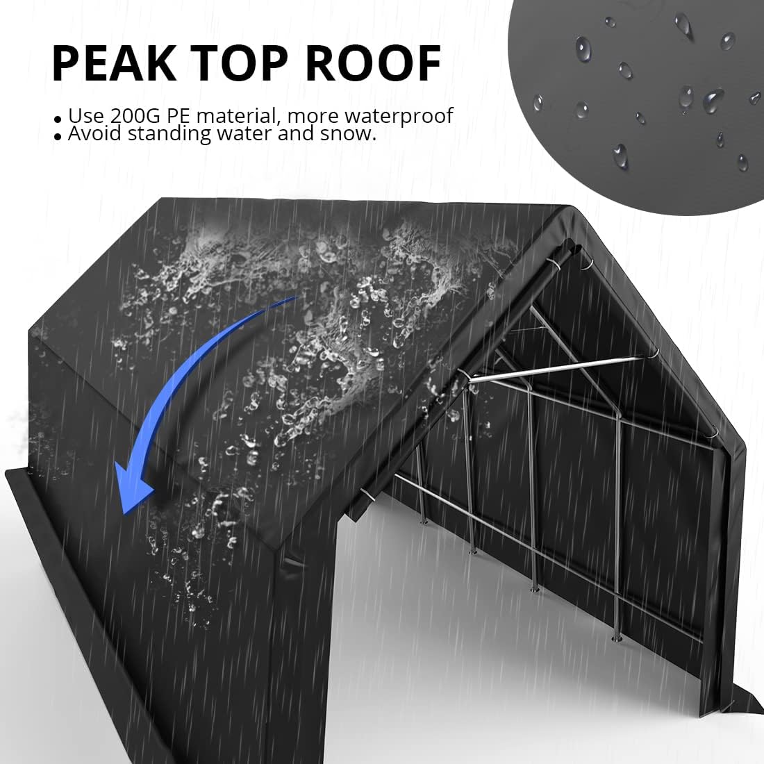 KING BIRD 13' x 20' x 12' Heavy Duty Anti-Snow Carport for SUV, Full-Size Truck and Boat, Outdoor Car Canopy Boat Shelter with Reinforced Ground Bars