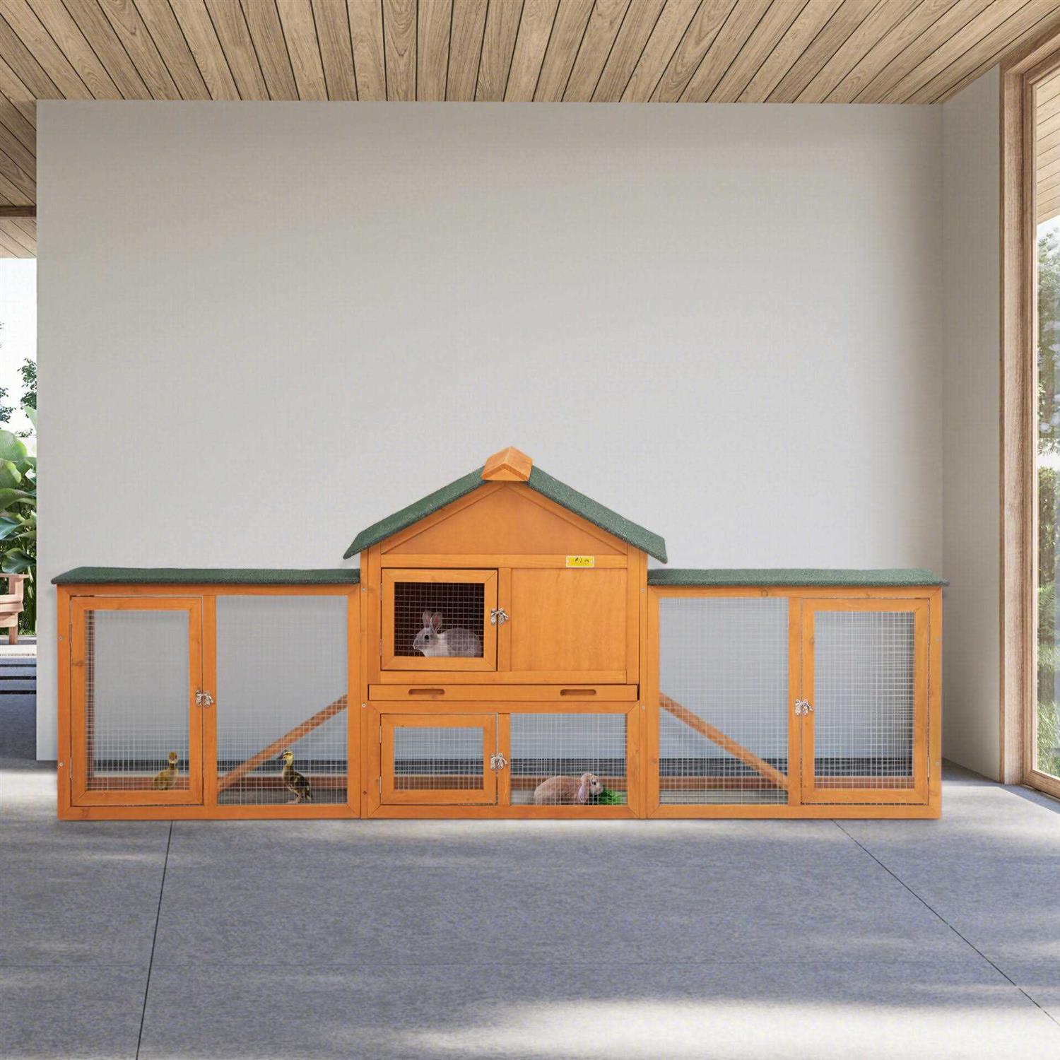 Coziwow82L Extra-Large Wooden Rabbit Cage With Double Runs - Pet Supplies online store