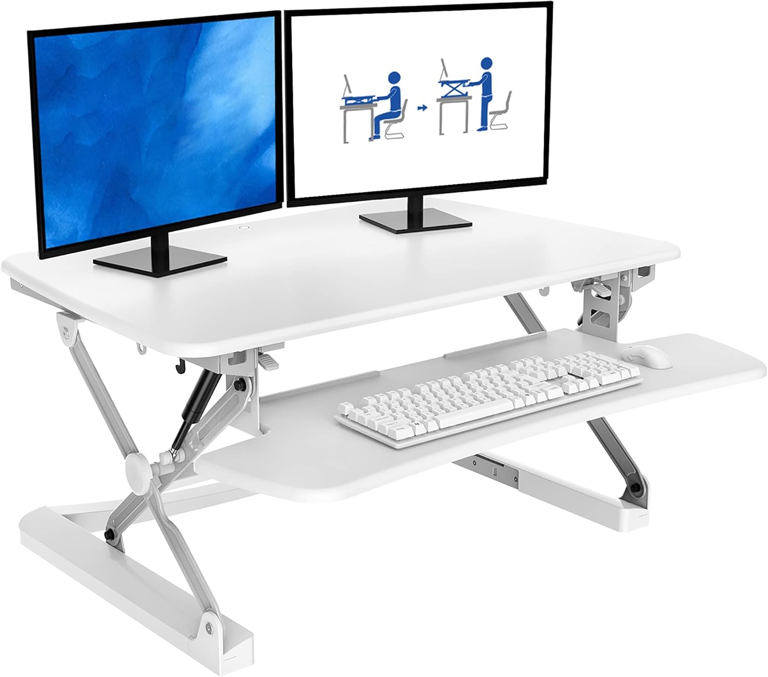 FLEXISPOT 47" Standing Desk Converter Black Height Adjustable Desk Riser with Quick Release Keyboard Tray (M3B)