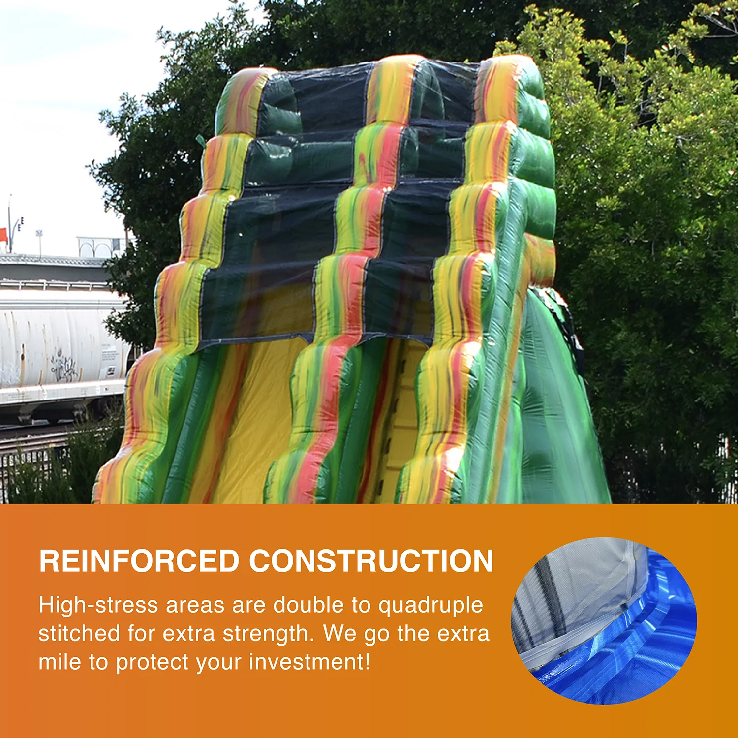 JumpOrange 19' Amazon River Commercial Grade Water Slide Inflatable with Splash Pool for Kids and Adults (with Blower), Summer Fun, Wet Dry Use