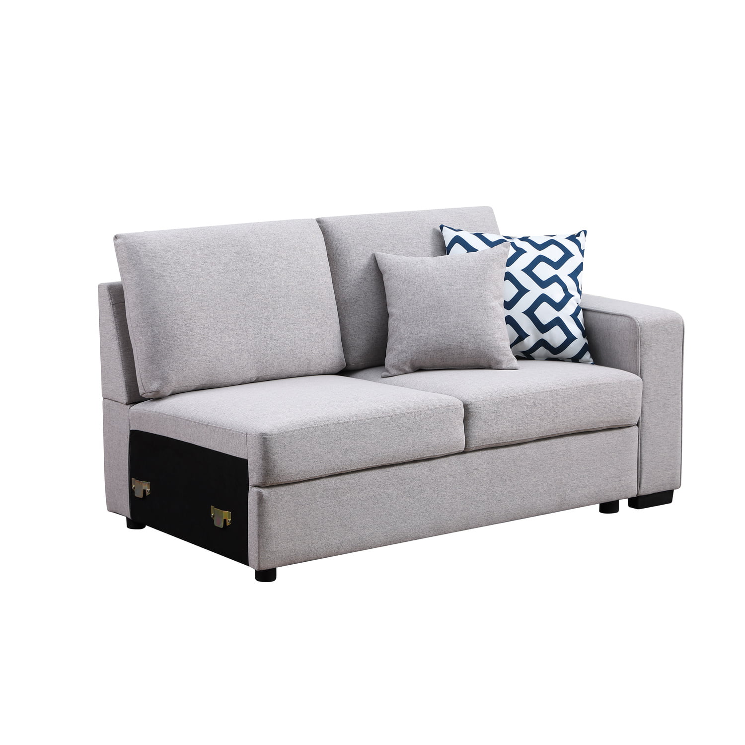 126" Wide Fabric Modular Corner Sectional Sofa with Ottoman in Light Gray