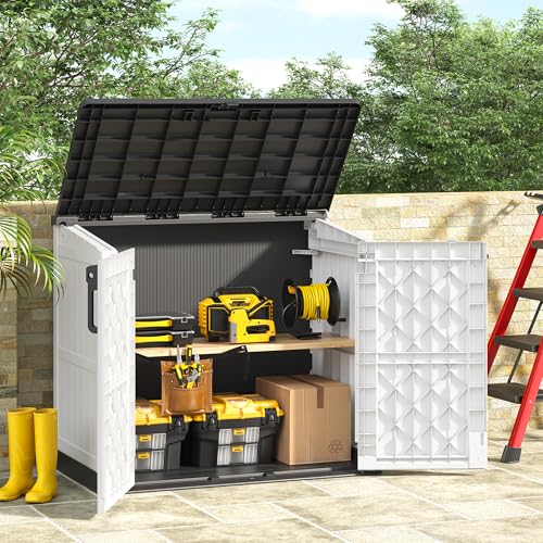 Outdoor Resin Storage Shed 36 Cu. Ft. Garden Horizontal Storage Large Capacity Weather Resistant Storage Box