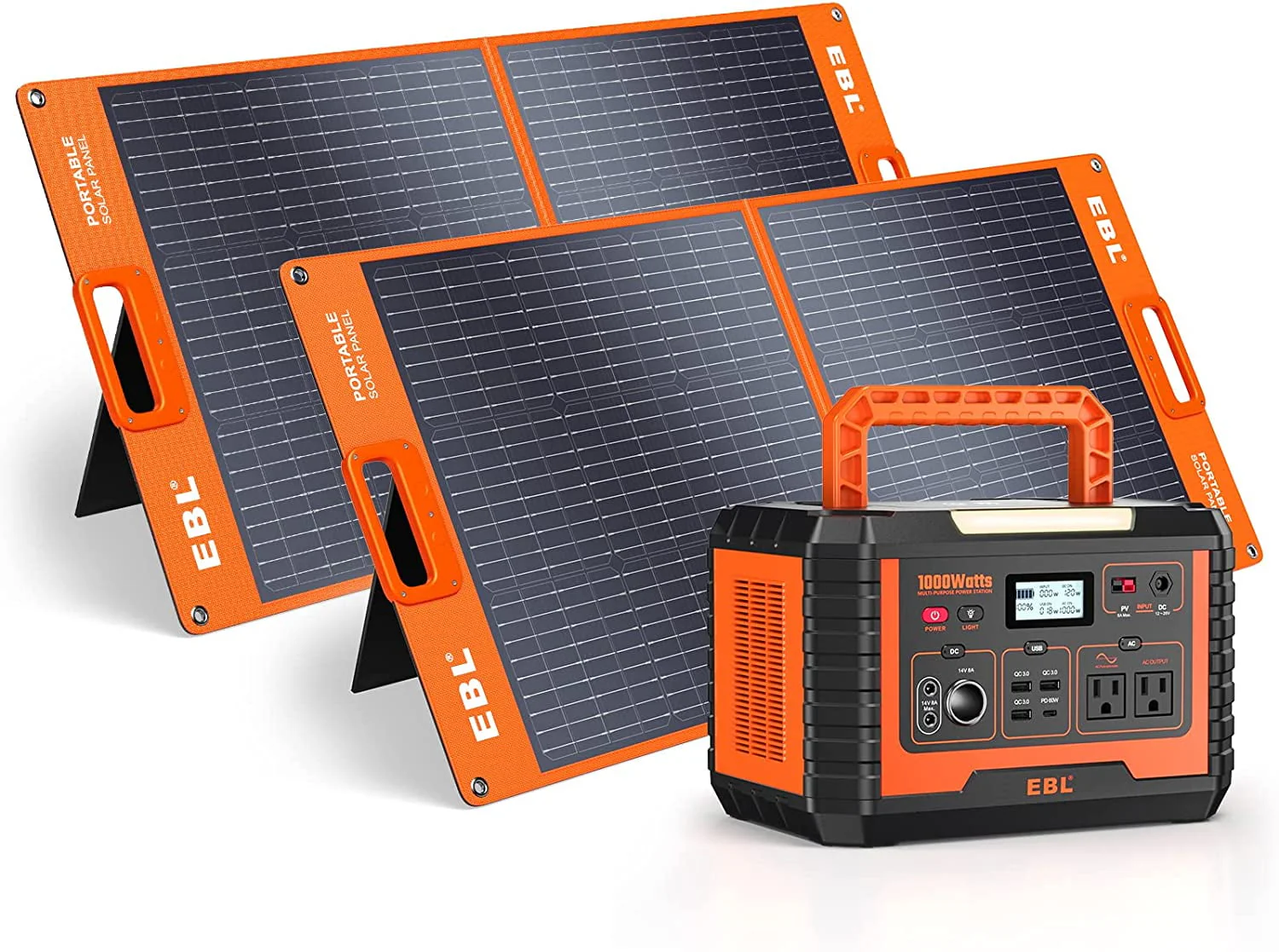 EBL Portable Power Station Voyager, 110V/1000W Solar Generator (Surge 2000W), 999Wh/270000mAh Lithium Battery for Outdoor Home Emergency