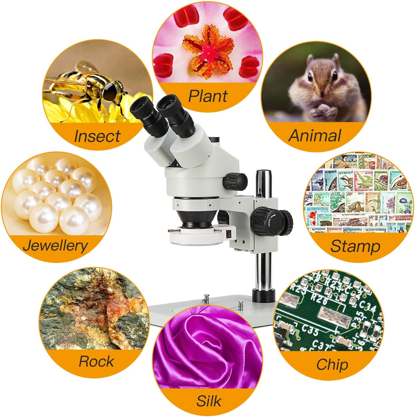 SWIFT Digital Professional Trinocular Stereo Zoom Microscope,WF10X Eyepieces,3.5X-90X Magnification,0.7X-4.5X Zoom Objective,56-Bulb LED Ring Light