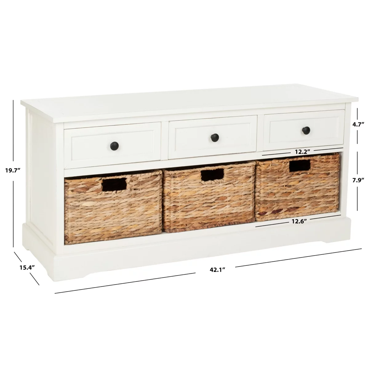 SAFAVIEH Damien 3-Drawer Storage Bench Distressed Cream
