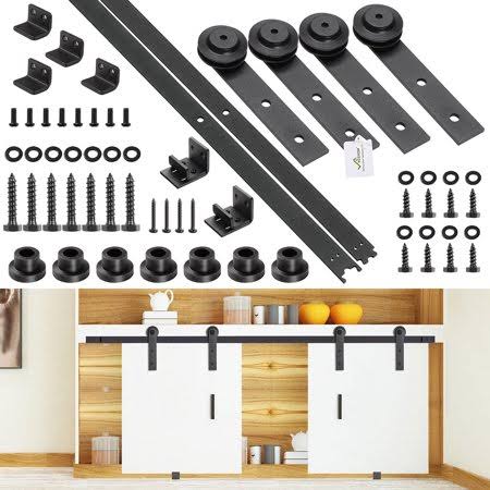 5 ft. Mini Sliding Double Barn Door Hardware Roller Track Kit Cabinet Closet
