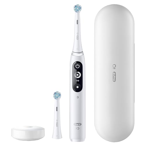 Oral-B iO Deep Clean + Protect Rechargeable Electric Toothbrush, White with a iO Series 7 Toothbrush, 2 Replacement Brush Heads