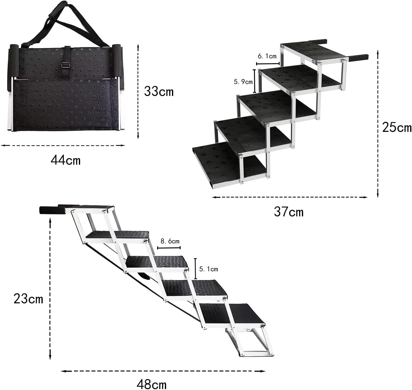 Adjustable Pet Ramp for All Dogs and Cats - Folding Portable Dog Ramp for Couch or Bed with Non Slip Carpet Surface