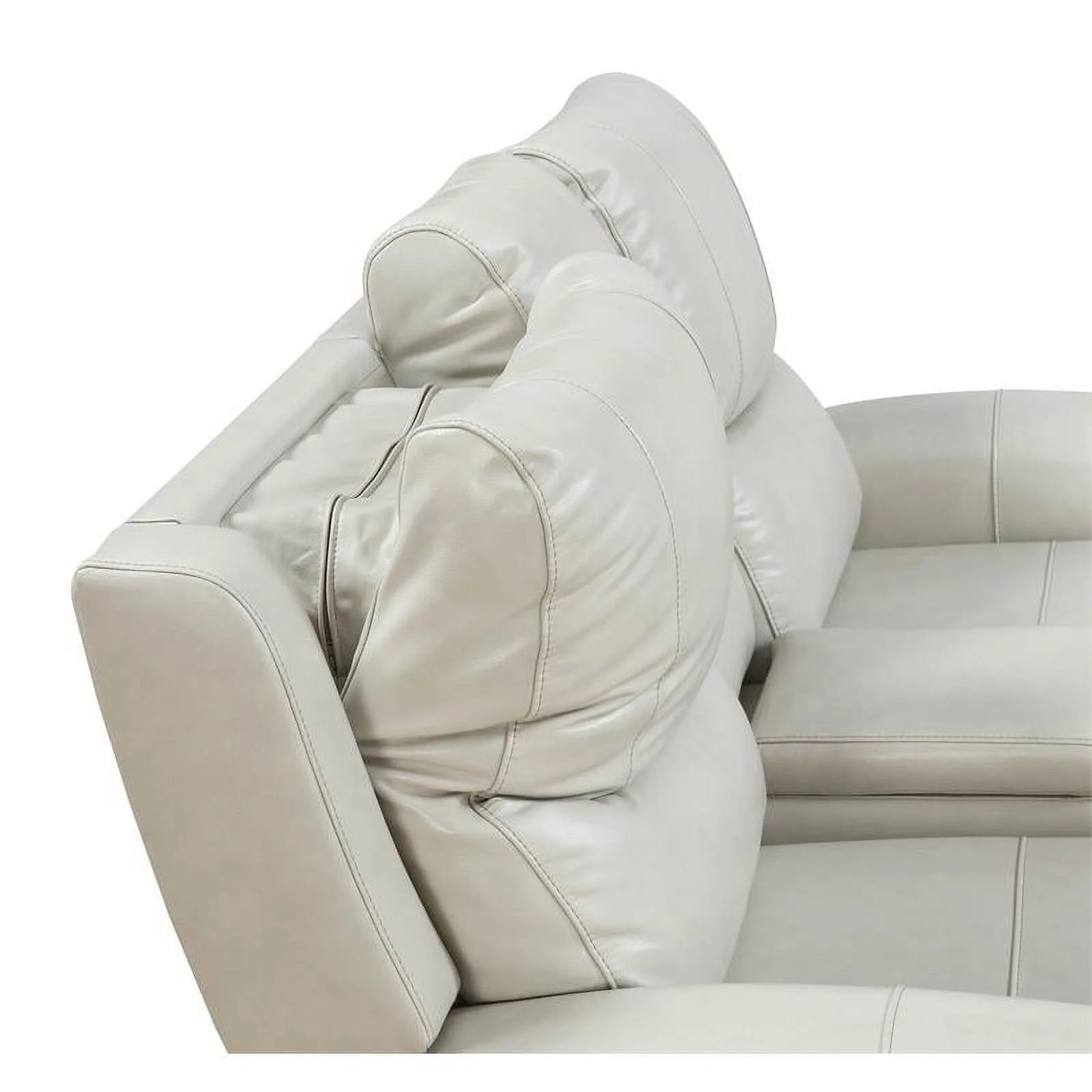 Bowery Hill Transitional Leather Power Reclining Console Loveseat in Ivory