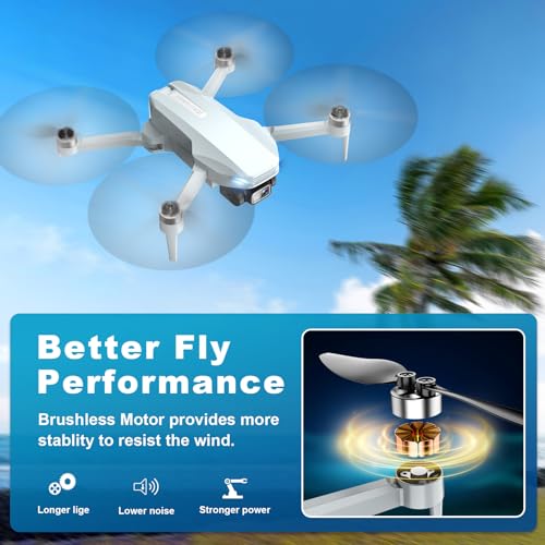 Drone with Camera, 2K HD FPV Drone with Brushless Motor, Altitude Hold, Gesture Selfie, 3D Flips, Waypoint Fly, One Key Take Off/Landing