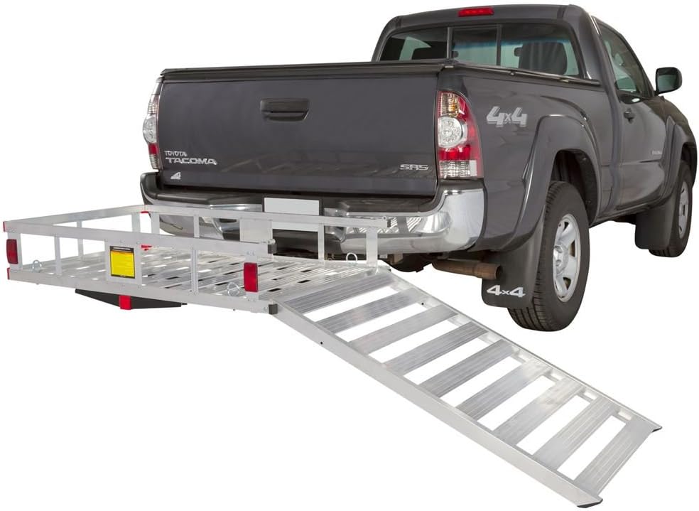 Silver Spring Aluminum Hitch Cargo Carrier Utility Basket with Loading Ramp