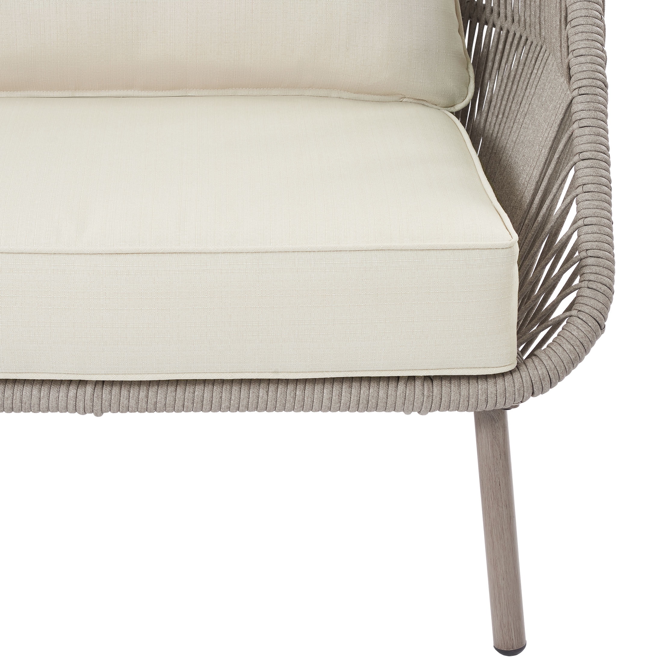 Better Homes & Gardens Tarren Wicker Outdoor Accent Chair with Cushions, Beige