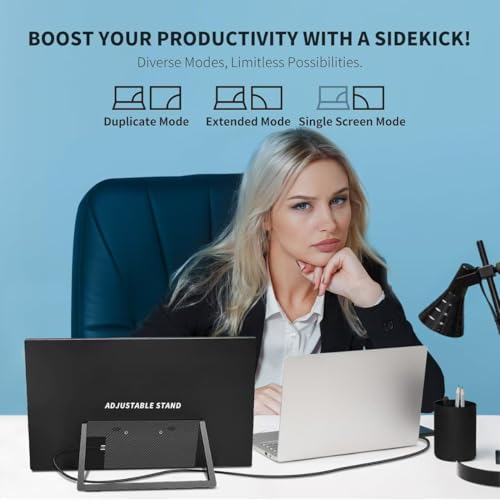 18.5 inch Portable Monitor + Sleeve 120Hz 1080P,100% sRGB FHD HDR USB HDMI with VESA Ultra Slim Portable Laptop Office Monitor