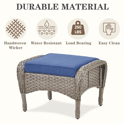 Patio Wicker Chairs Swivel Rocker - Outdoor Swivel Rocking Chairs Set of 2 with Rattan Side Table