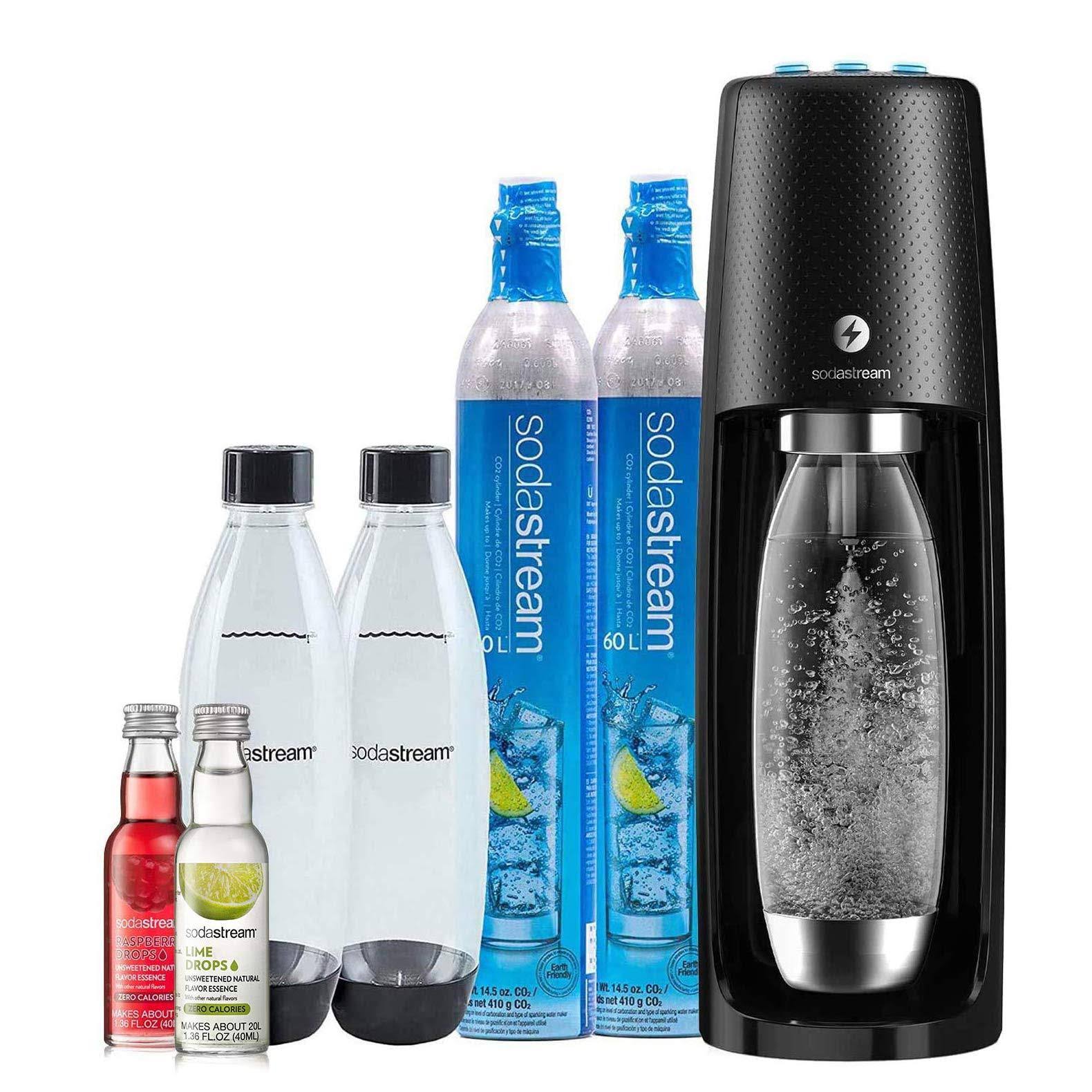 Sodastream Fizzi One Touch Sparkling Water Maker Bundle (Black) with CO2, BPA FR