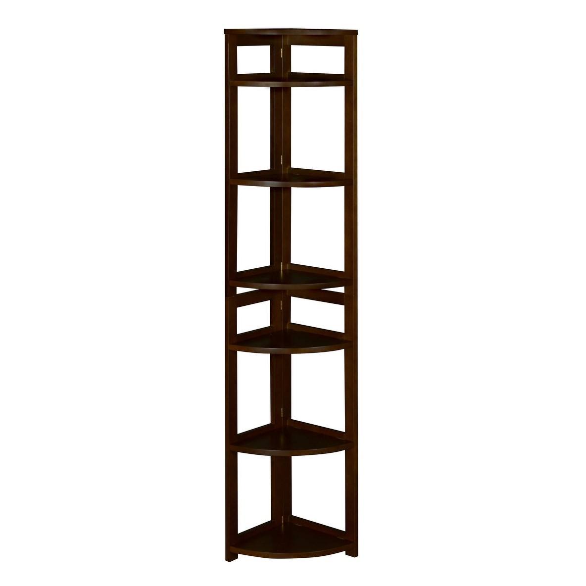 Fairway 67x22 High Corner Folding Bookcase- Mocha Walnut
