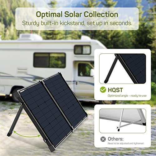 HQST 100 Watt 12 Volt 9BB Cell Portable Solar Panel Suitcase w/ 30 Amp PWM Charge Controller for Solar Generator, Power Station, Battery Charging, RV