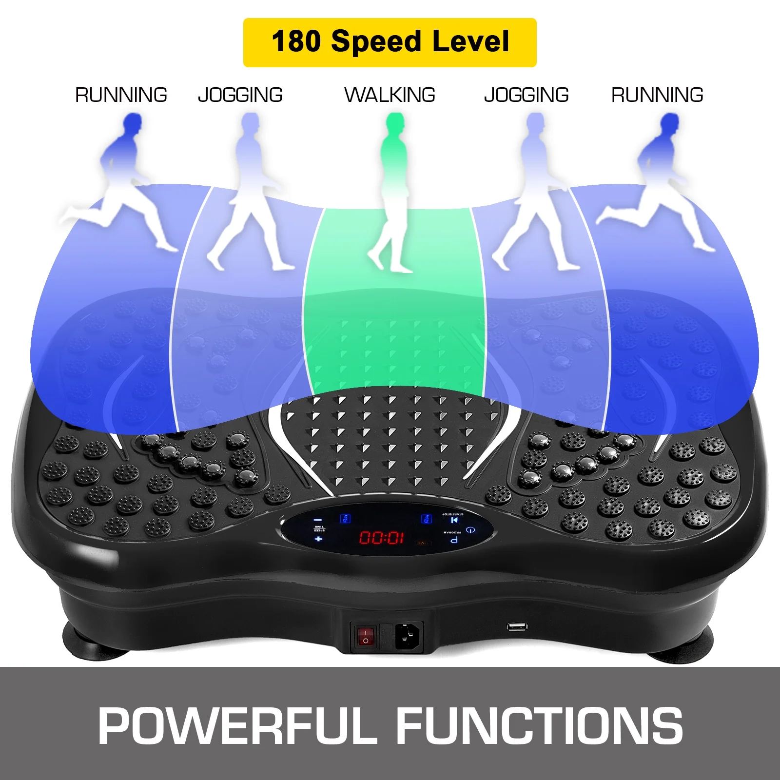 VEVOR Vibration Platform, Full Body Exercise Vibration Plate, Vibration Machine 350lbs LCD 3 Levels Massage Remote Bluetooth USB Music