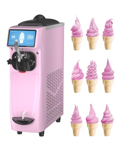 Commercial Ice Cream Maker Mchine, 7 Inch LCD Touch Screen 4.2 to 4.7 Gal/H Soft Serve Machine with Pre-cooling frequency conversion