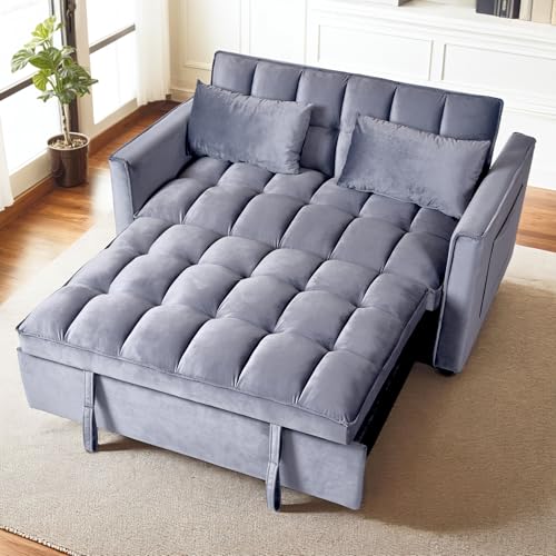 FLEXISPOT XCT4 Convertible Sofa Bed, 3-in-1 Loveseat Sofa Couch with Adjustable Backrest, Pull Out Couch with 2 Pillows & 2 Side Pockets
