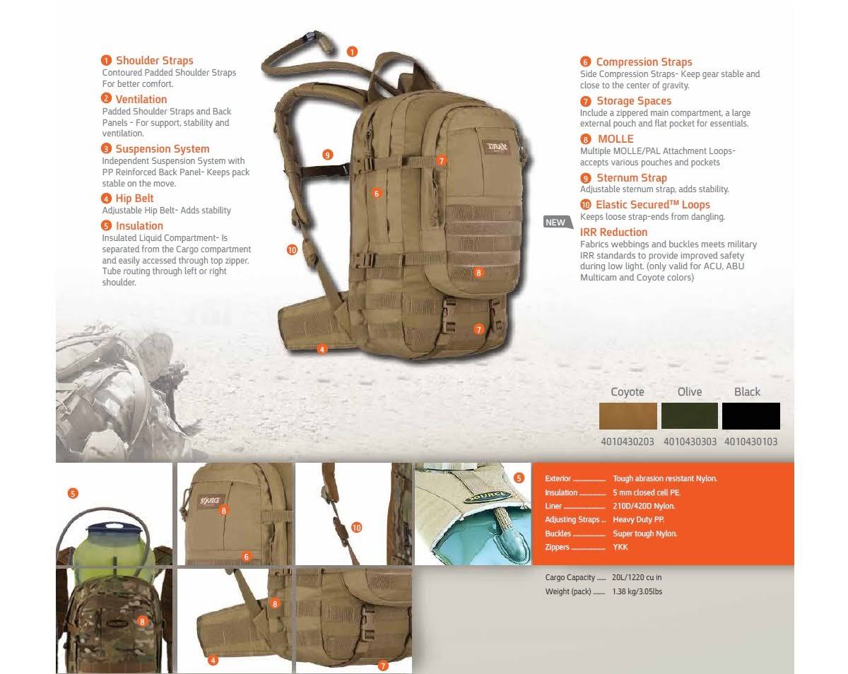 Source 4010430203 Assault 20 L Coyote Cargo Hydration Pack