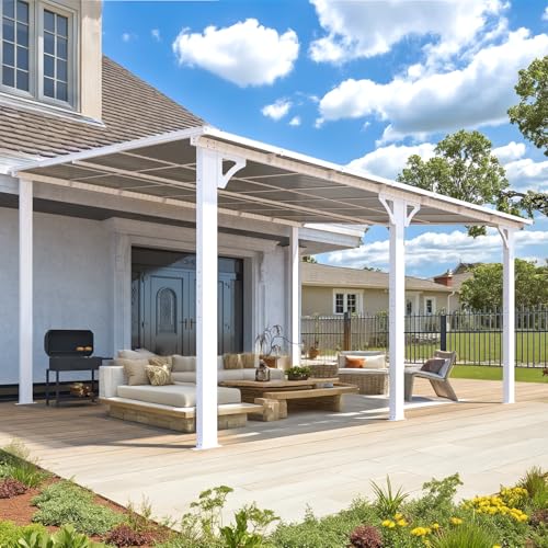 AECOJOY 10&rsquo; x 10&rsquo; Gazebo, Wall Mounted Gazebos Pergola on Clearance, Outdoor Patio Lean to Gazebo Awnings for Deck, Porch