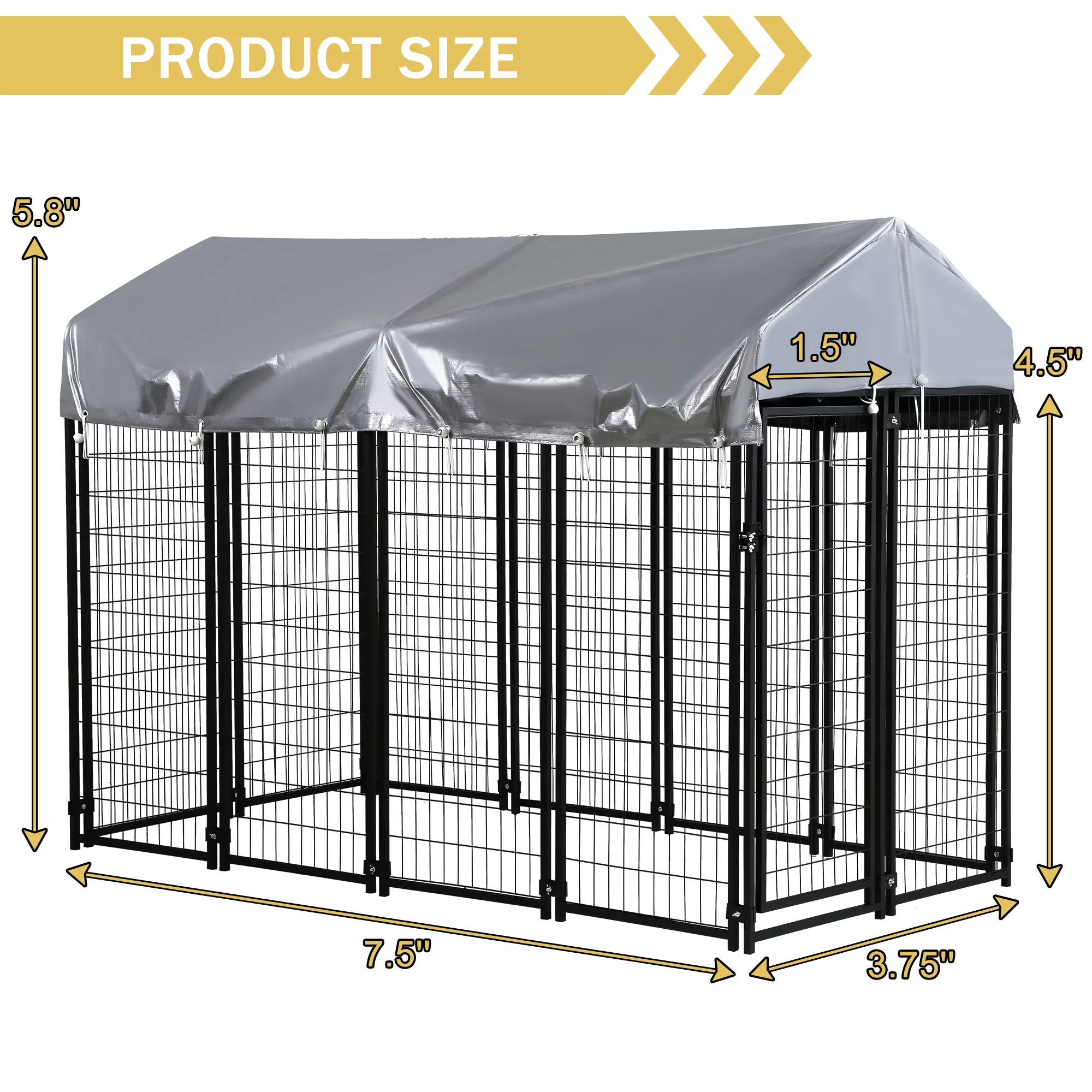 8 x 4 x 6 Ft Heavy Duty Large Dog Kennel Outside