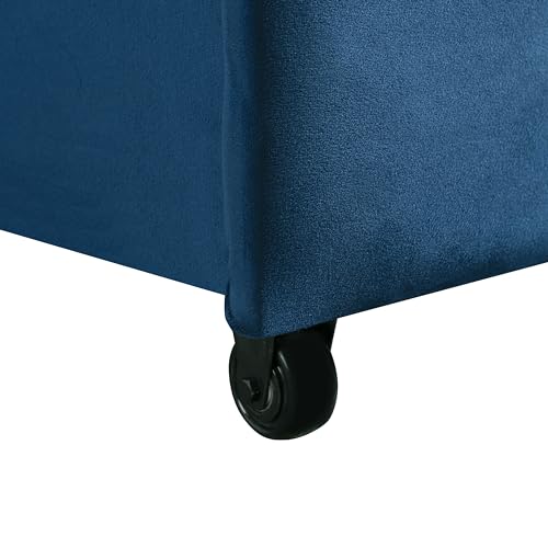 Serta Ainsley 72.6" Convertible Sleeper Sofa, Queen Size, Dreamcoil Comfort, Soft Velvet Fabric, Navy