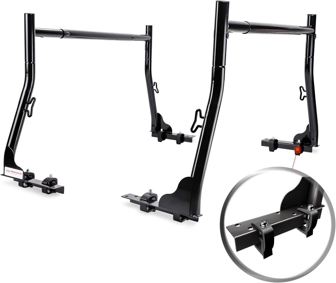 AA-Racks Model X31 800Ibs Capacity Extendable Steel Pick-Up Truck Ladder Rack Two-bar Set - Black