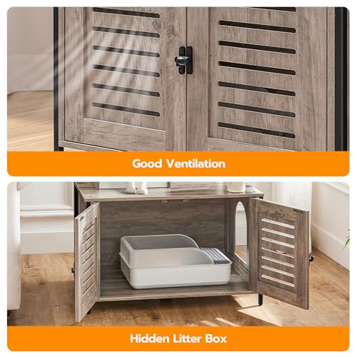 HOOBRO Cat Tree with Litter Box Enclosure, 27.6" L x 18.9" W x 52" H, All-in-One Wooden Cat Tower, Cat Furniture for Indoor Cats