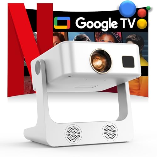 Outdoor-Projector-4K [1200 ANSI/Google TV/Voice Control] Smart Projector with WiFi 6 and Bluetooth, 10,000+ Apps