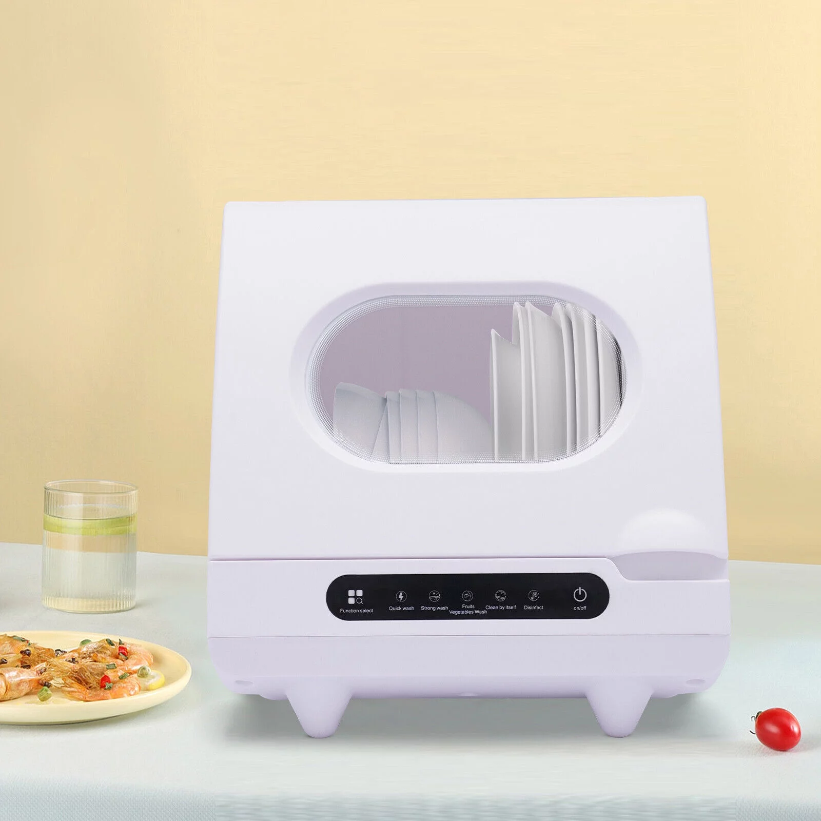 ZhdnBhnos Portable Countertop Dishwasher Compact Freestanding Dish Washing Machine 5 Cleaning Programs