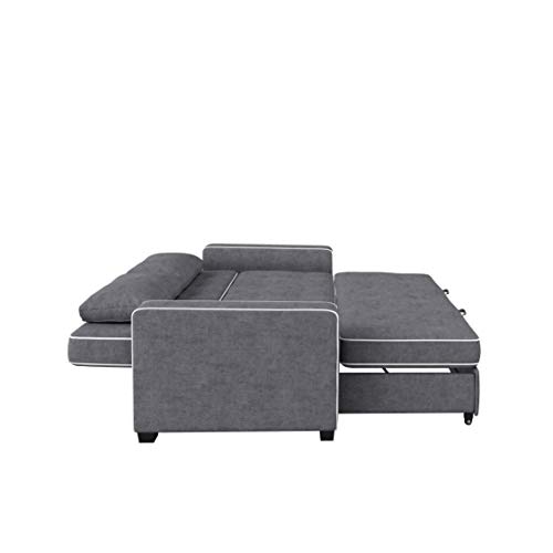 Serta Ainsley 72.6" Convertible Sleeper Sofa, Queen Size, Dreamcoil Comfort, Soft Velvet Fabric, Navy