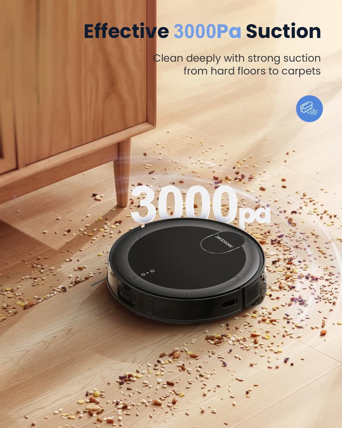 Proscenic Floobot X1 Robot Vacuum and Mop Combo Self Emptying Station,3000Pa Suction Robotic Vacuums, Tailor Your Cleaning via App, 200Mins Runtime