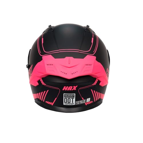 HAX Obsidian Pro Full Face Dual Visor Adult Motorcycle Helmet for Motorbike Street Bike with Pinlock Ready DOT Approved Matte Pink M