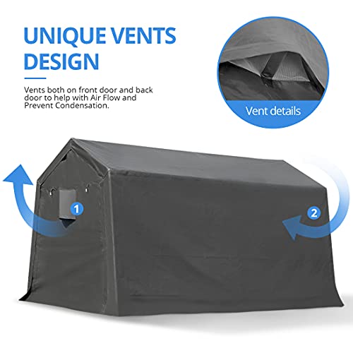 ADVANCE OUTDOOR 10x10 ft Heavy Duty Outdoor Patio Portable Canopy Storage Shelter Shed Carport with 2 Roll up Zipper Doors & Vents for Snowmobile