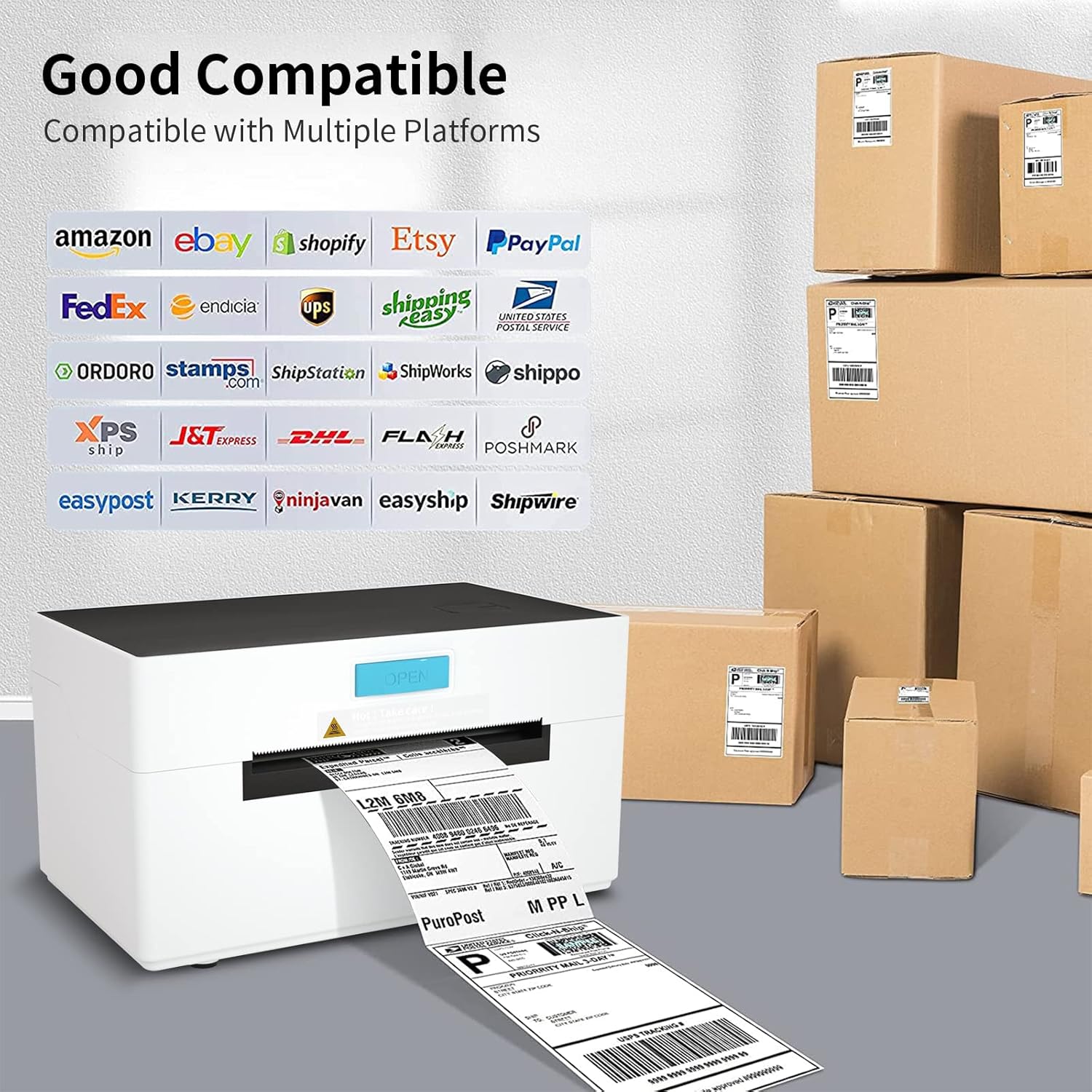 GearKing Thermal Label Printer,USB High Speed Shipping Label Printer for Shipping Packages,4x6 Desktop Label Printer for Small Business