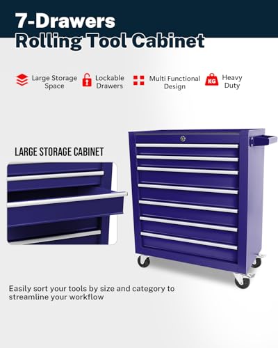 5-Drawer Rolling Tool Chest, Modular Tool Cabinet with Brake Casters & Removable Drawers, Workshop Toolbox Cart for Factory/Garage, Black