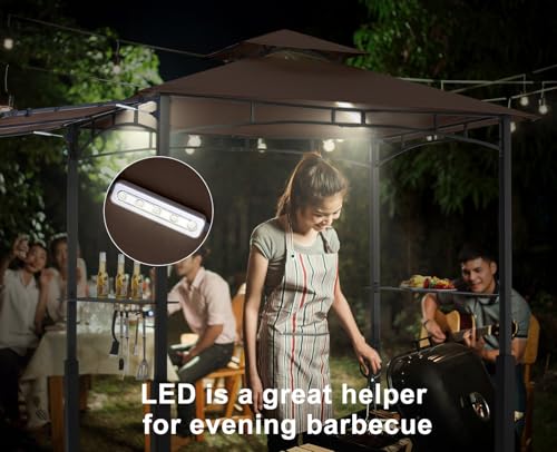 ABCCANOPY 8x5 Grill Gazebo - Outdoor BBQ Canopy Shelter with Led Light for Patio Backyard Grilling (Dark Gray)