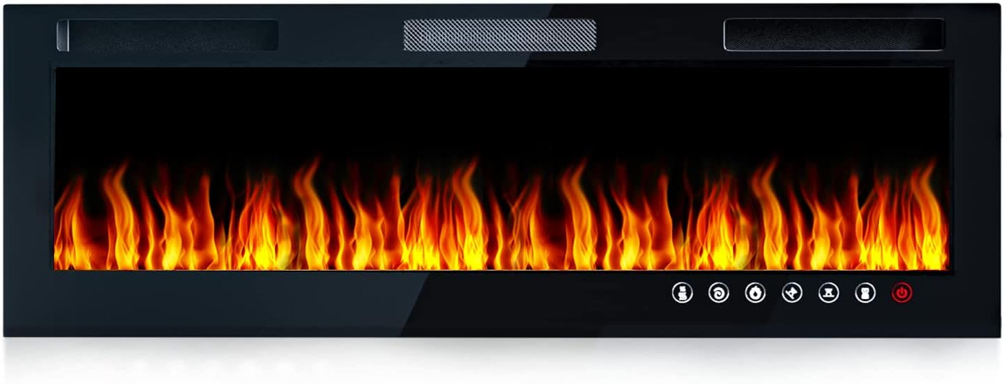 Frhlozdx 50" Inch Electric Fireplace in-Wall Recessed and Wall Mounted Fireplace,Linear Fireplace with Multicolor Flame,Ultra-Thin Fireplace Heater