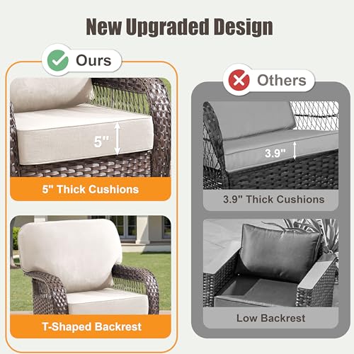 7 Pieces Outdoor Furniture Set with Swivel Chairs