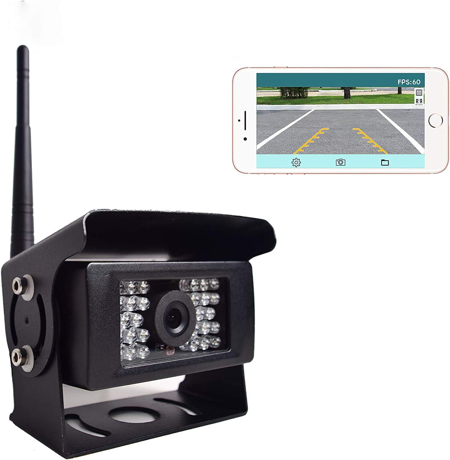 Digital Wireless Backup Camera for Truck RV Camper Vans Trailer, WiFi Rear View Cam 28 IR Lights Night Vision Waterproof Work for iOS Android Tablet