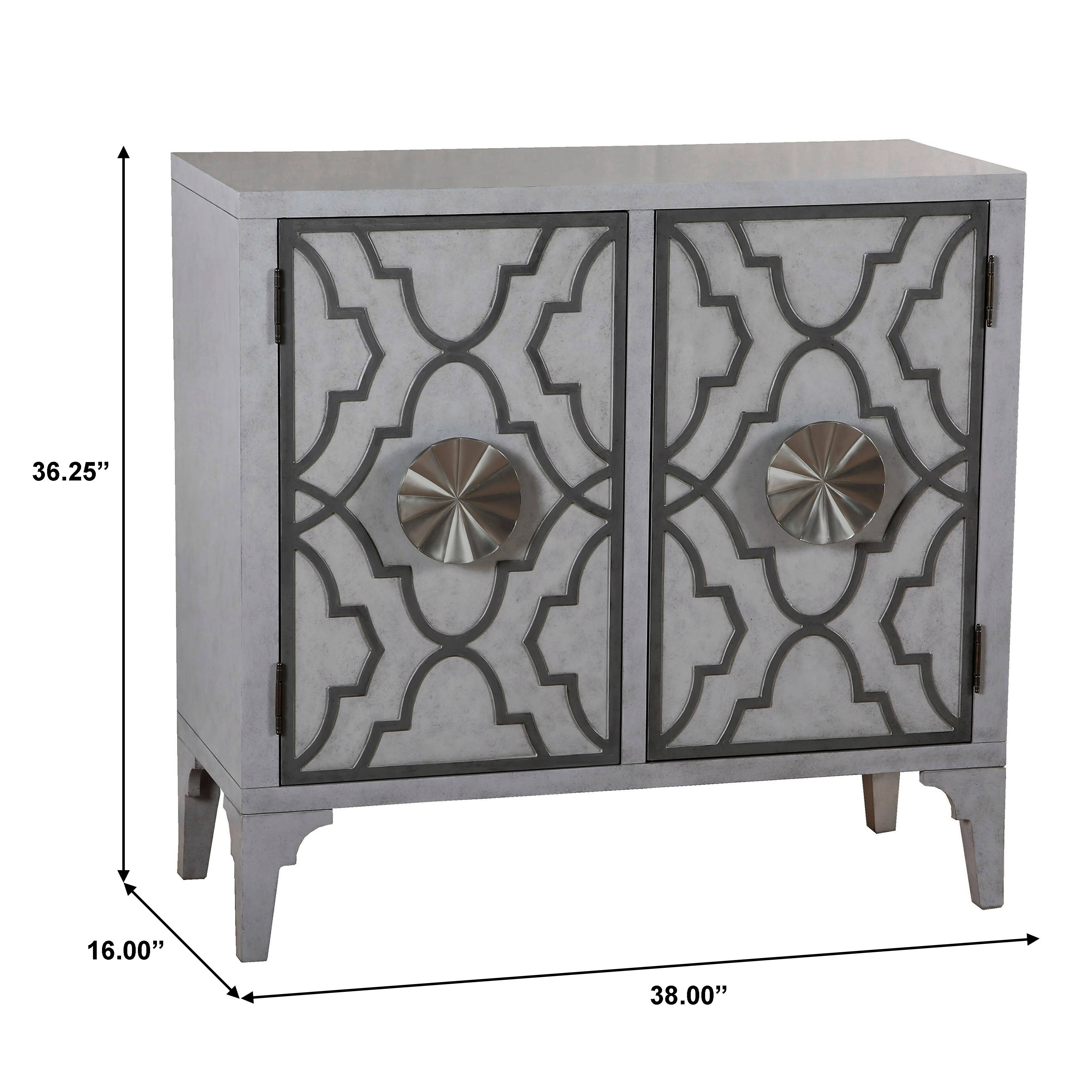 Moroccan Pattern Two Door Accent Chest in Storm Grey